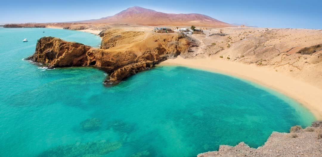 Lanzarote Papagayo turquoise beach and Ajaches